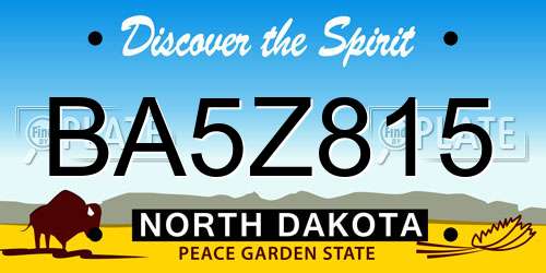 BA5Z815 North Dakota License Plate
