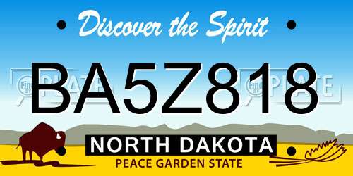 BA5Z818 North Dakota License Plate