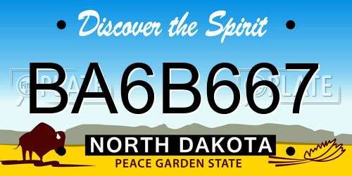 BA6B667 North Dakota License Plate