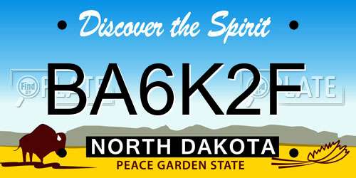 BA6K2F North Dakota License Plate