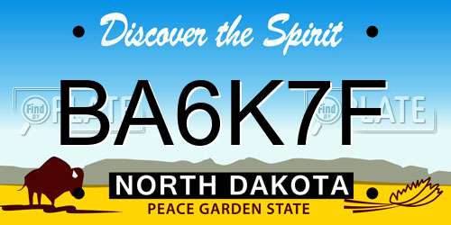 BA6K7F North Dakota License Plate