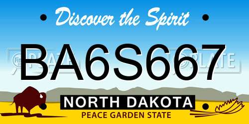 BA6S667 North Dakota License Plate