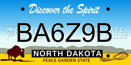 BA6Z9B North Dakota License Plate