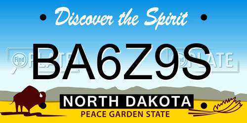 BA6Z9S North Dakota License Plate
