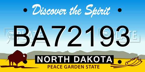 BA72193 North Dakota License Plate