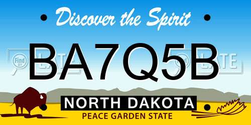 BA7Q5B North Dakota License Plate