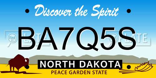 BA7Q5S North Dakota License Plate