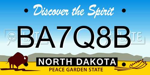 BA7Q8B North Dakota License Plate