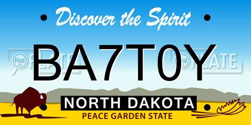 BA7T0Y North Dakota License Plate