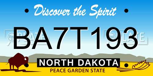 BA7T193 North Dakota License Plate