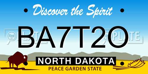 BA7T2O North Dakota License Plate