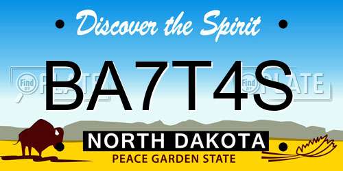 BA7T4S North Dakota License Plate