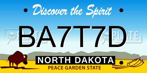 BA7T7D North Dakota License Plate
