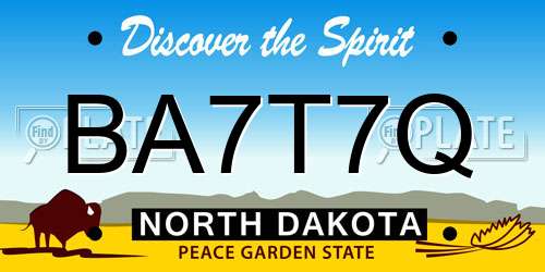 BA7T7Q North Dakota License Plate
