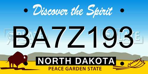 BA7Z193 North Dakota License Plate