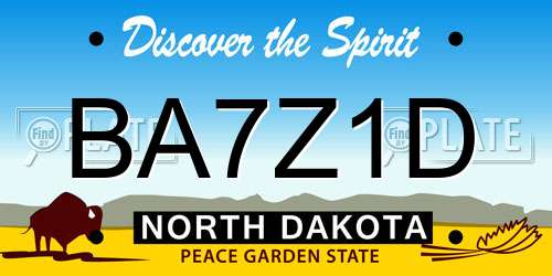 BA7Z1D North Dakota License Plate