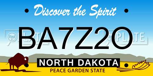BA7Z2O North Dakota License Plate