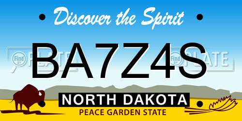 BA7Z4S North Dakota License Plate