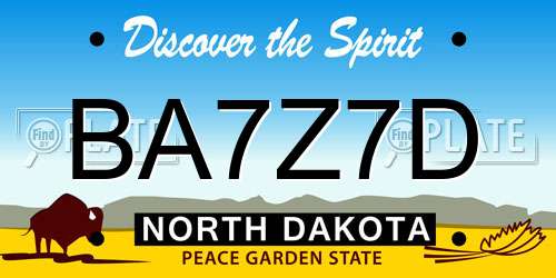 BA7Z7D North Dakota License Plate