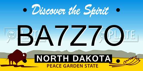 BA7Z7O North Dakota License Plate