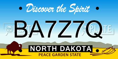 BA7Z7Q North Dakota License Plate