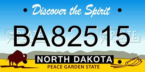 BA82515 North Dakota License Plate