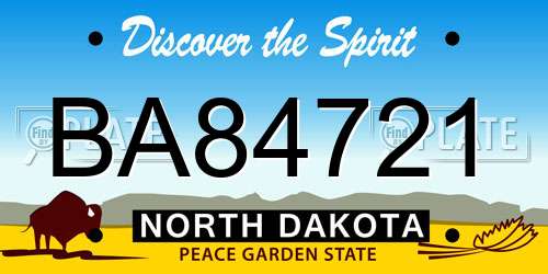 BA84721 North Dakota License Plate