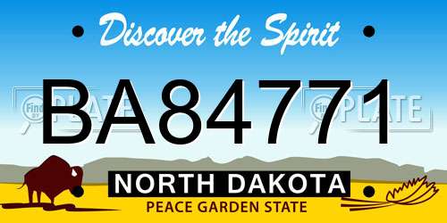 BA84771 North Dakota License Plate