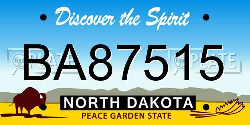 BA87515 North Dakota License Plate