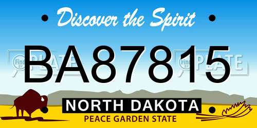 BA87815 North Dakota License Plate