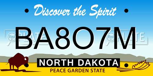 BA8O7M North Dakota License Plate