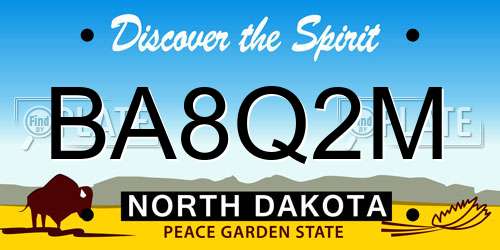 BA8Q2M North Dakota License Plate