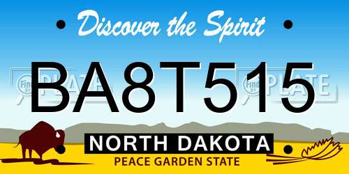 BA8T515 North Dakota License Plate