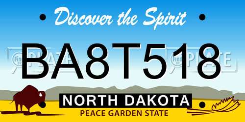 BA8T518 North Dakota License Plate