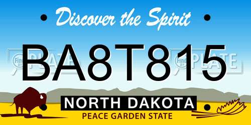 BA8T815 North Dakota License Plate