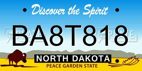 BA8T818 North Dakota License Plate