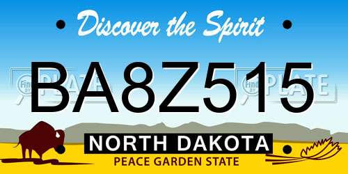 BA8Z515 North Dakota License Plate