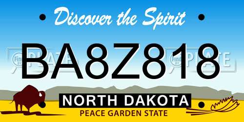 BA8Z818 North Dakota License Plate