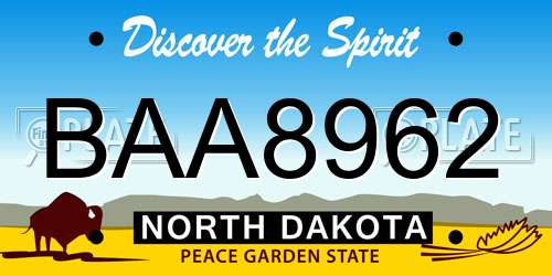 BAA8962 North Dakota License Plate