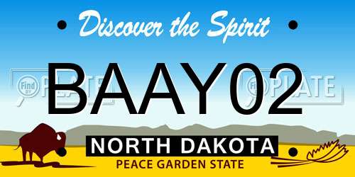 BAAY02 North Dakota License Plate