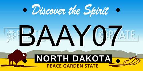 BAAY07 North Dakota License Plate
