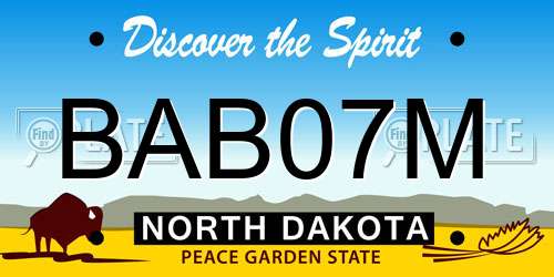BAB07M North Dakota License Plate