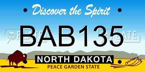 BAB135 North Dakota License Plate