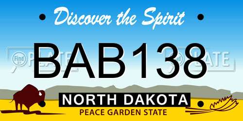 BAB138 North Dakota License Plate