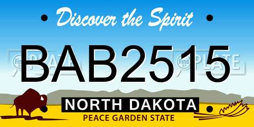 BAB2515 North Dakota License Plate