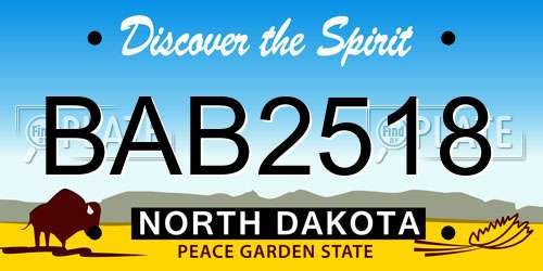 BAB2518 North Dakota License Plate