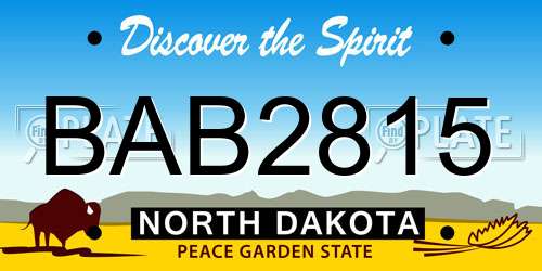 BAB2815 North Dakota License Plate