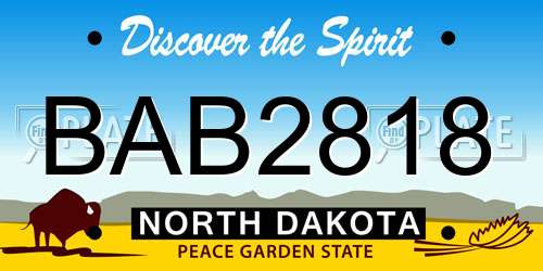 BAB2818 North Dakota License Plate
