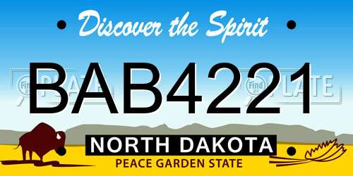 BAB4221 North Dakota License Plate
