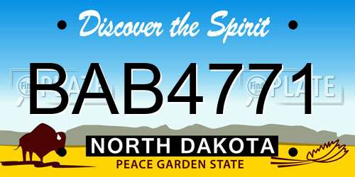 BAB4771 North Dakota License Plate
